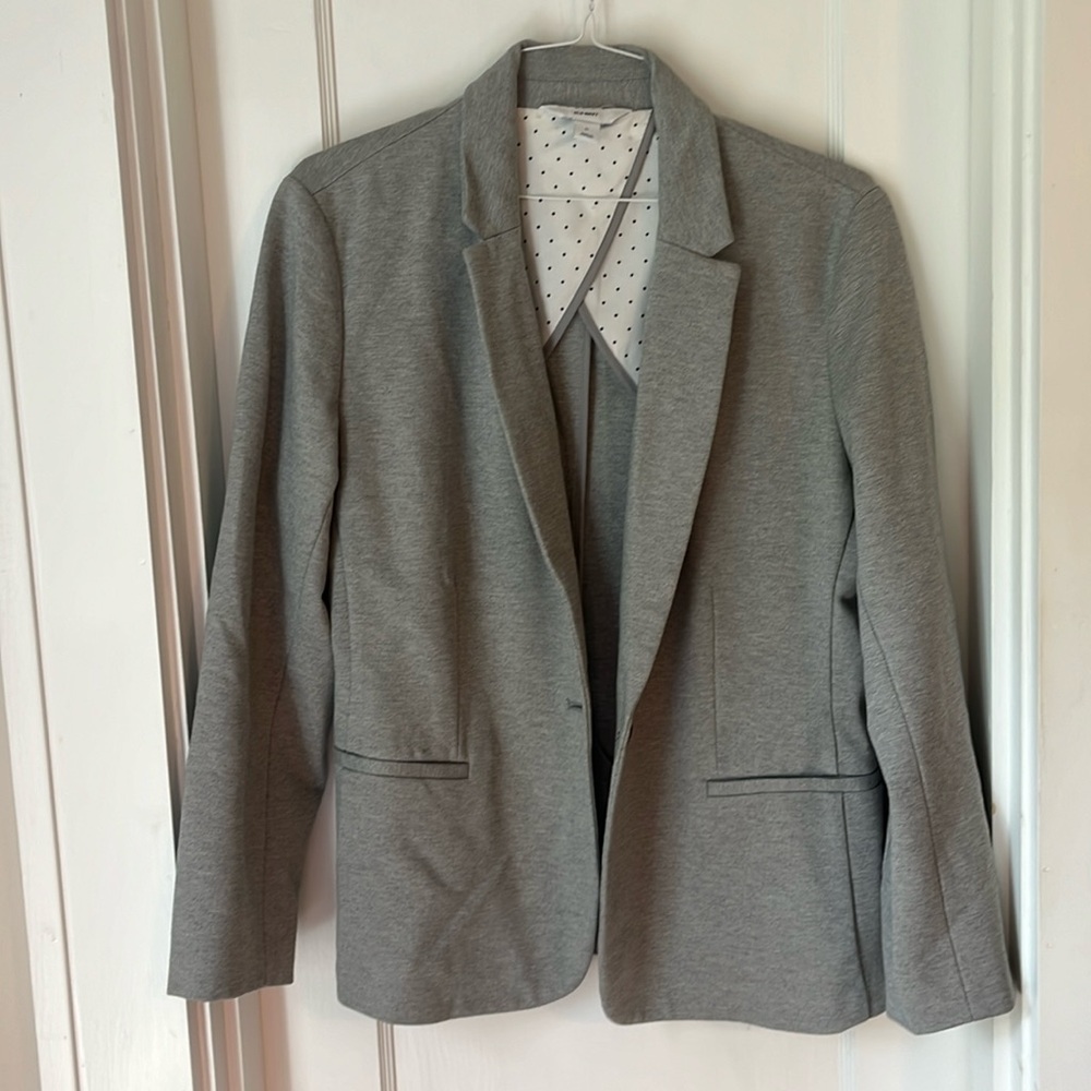Heather gray one button old navy knit blazer size XL